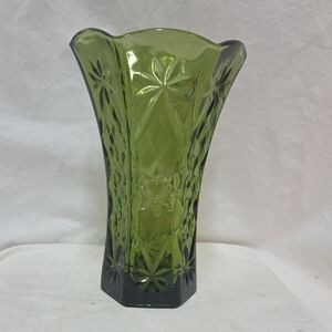 Anchor Hocking Star Of David Green Glass Vase